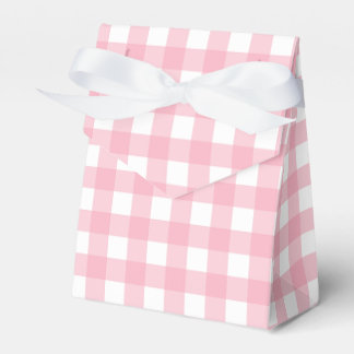 Pink Gingham Plaid Tent Party Favour Box