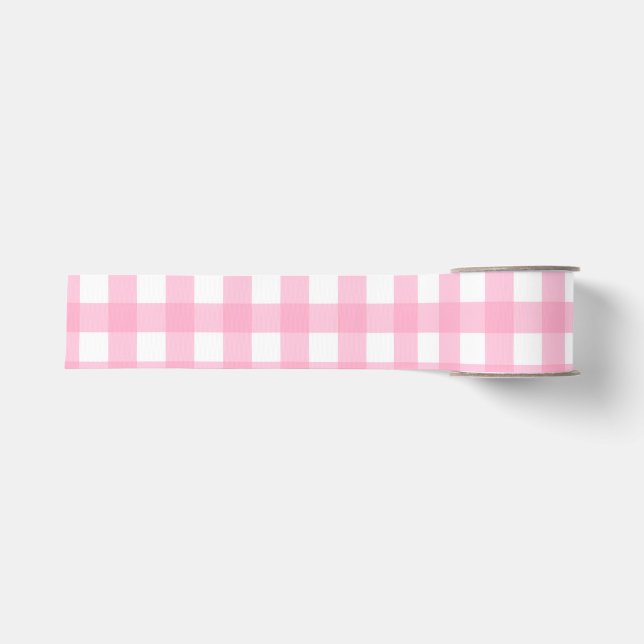 Pink Gingham & Polka Dot Wrapping Paper Set Grosgrain Ribbon (Front)