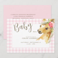 Pink Gingham Pony Baby Shower