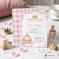 Pink Gingham Princess Carriage Baby Shower
