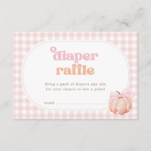 Pink Gingham Pumpkin Baby Girl Diaper Raffle Enclosure Card