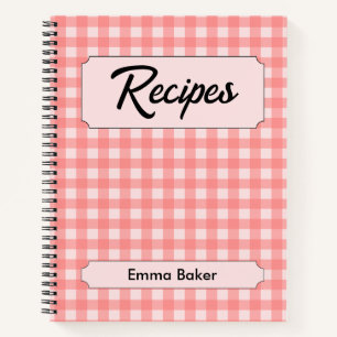 Pink Gingham Retro Custom Recipe Book