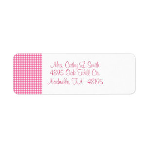 Pink Gingham Return Address Labels