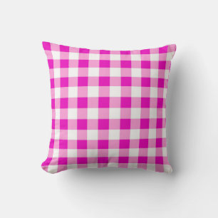 Pink Gingham Reversible Throw Pillow