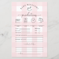 Pink Gingham Rocking Horse Baby Predictions Game