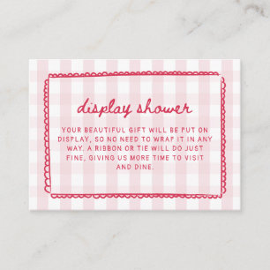 Pink Gingham Scribble Frame Display Shower Enclosure Card