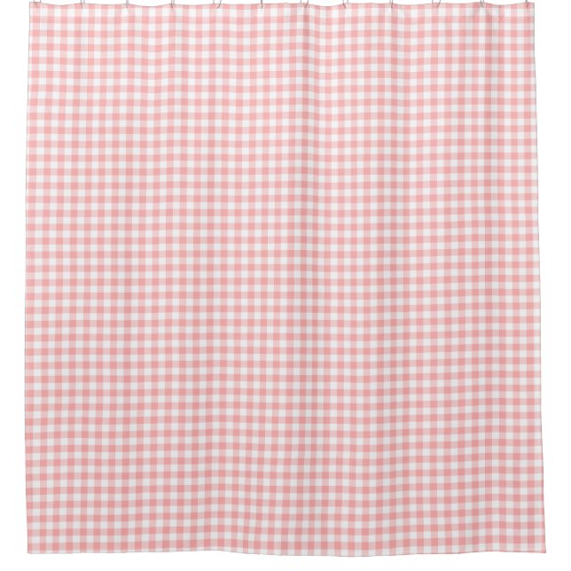 Pink Gingham Shower Curtain (Front)
