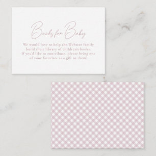 Pink gingham simple cute books for baby shower enclosure card
