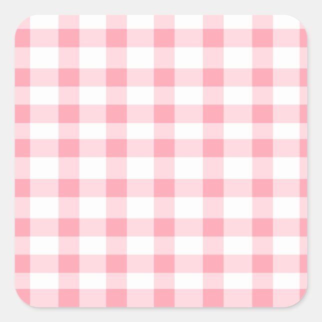Pink Gingham Square Sticker (Front)