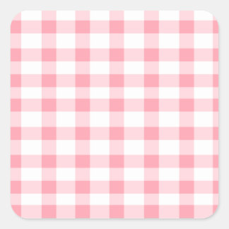 Pink Gingham Square Sticker