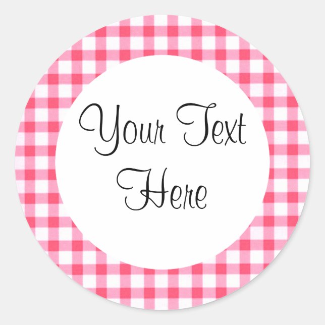 Pink Gingham Sticker (Front)