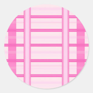 Pink Gingham Stripe Check Pattern Classic Round Sticker
