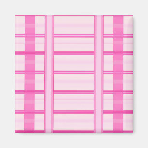 Pink Gingham Stripe Check Pattern Magnet