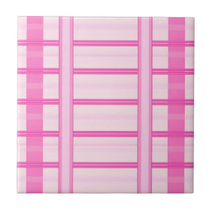 Pink Gingham Stripe Check Pattern Tile