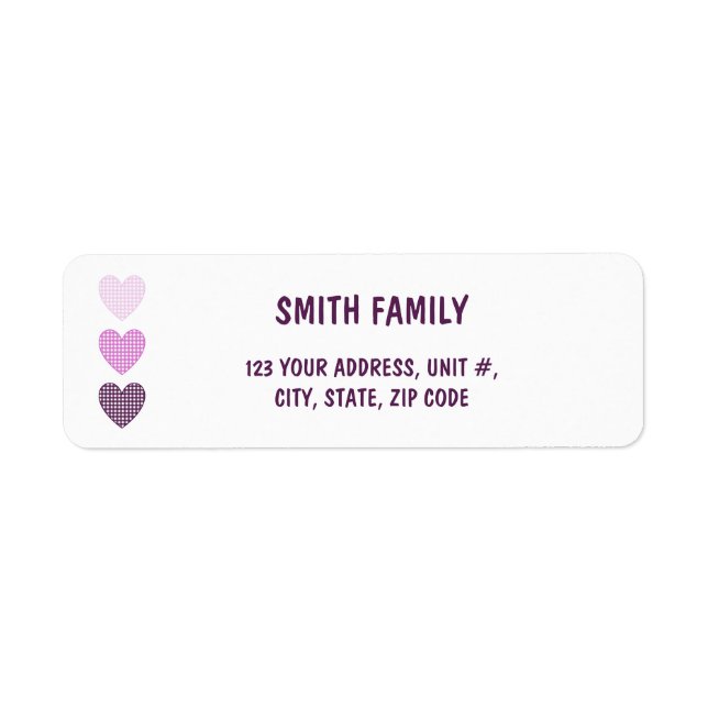 Pink Gingham Sweetheart: Return Address Label (Front)