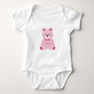 Pink Gingham Teddy Baby Bodysuit