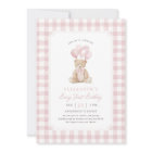 Pink Gingham Teddy Bear Beary First Birthday