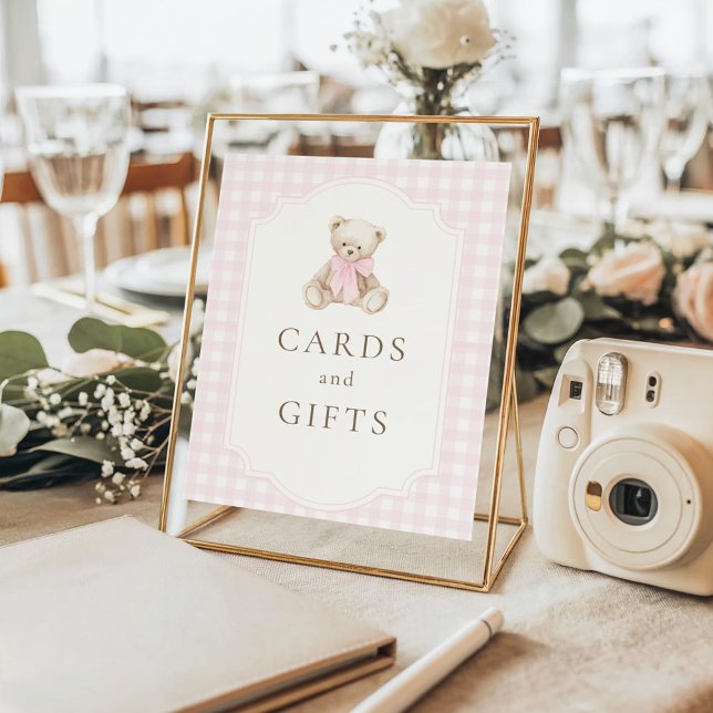 Pink Gingham Teddy Bear Cards & Gifts Poster (Creator Uploaded)