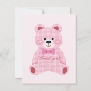 Pink Gingham Teddy Card