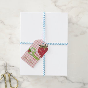 Pink Gingham Thank You Berry Much Strawberry Gift Tags
