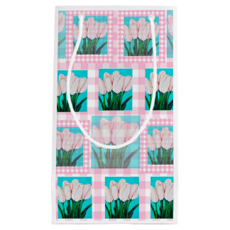 Pink Gingham Tulip Gift Bag