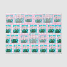 Pink Gingham Tulip Tissue Paper
