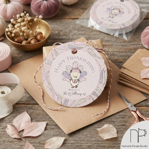 Pink Gingham Turkey Baby Shower Favour Tag