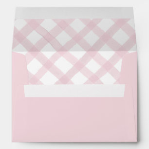 Pink Gingham Watercolor Envelope for Baby Shower
