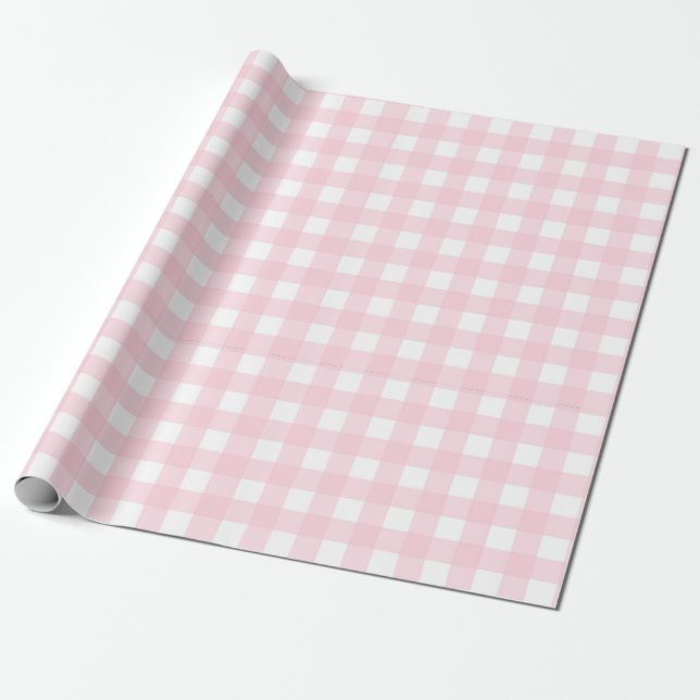 Pink Gingham Wrapping Paper (Unrolled)