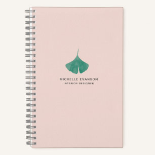 Pink Ginkgo Leaf Simple Nature Notebook