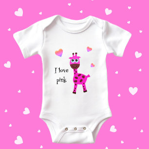 Pink giraffe baby bodysuit