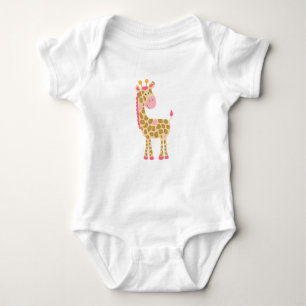 Pink Giraffe Baby Bodysuit