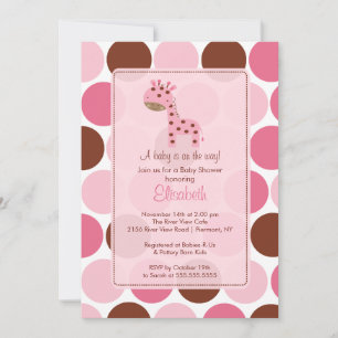 Pink Giraffe Baby Shower Invitation