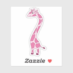 Pink Giraffe Cartoon Laptop Sticker