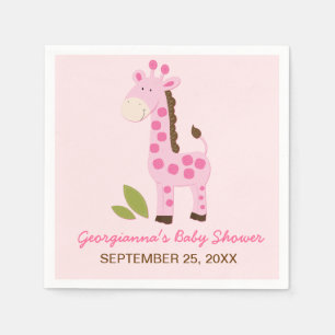 Pink Giraffe Customised Baby Shower Napkin