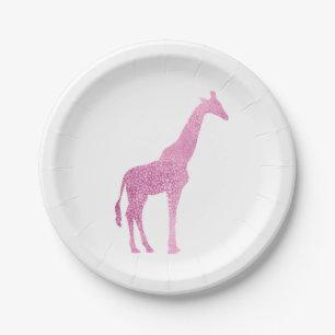 Pink Giraffe Paper Plate