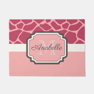 Pink Giraffe Pattern Doormat
