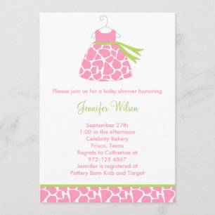 Pink Giraffe Print Baby Shower Invitation