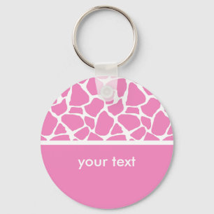 Pink Giraffe Print Customisable Key chain