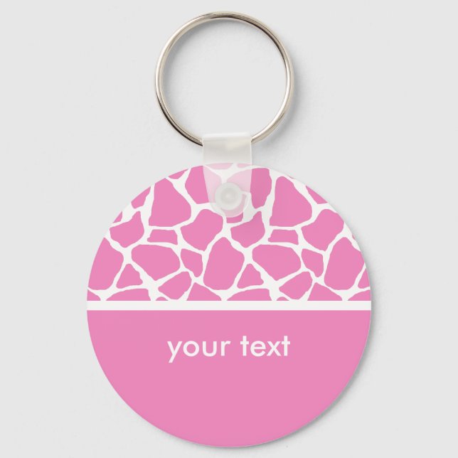 Pink Giraffe Print Customisable Key chain (Front)