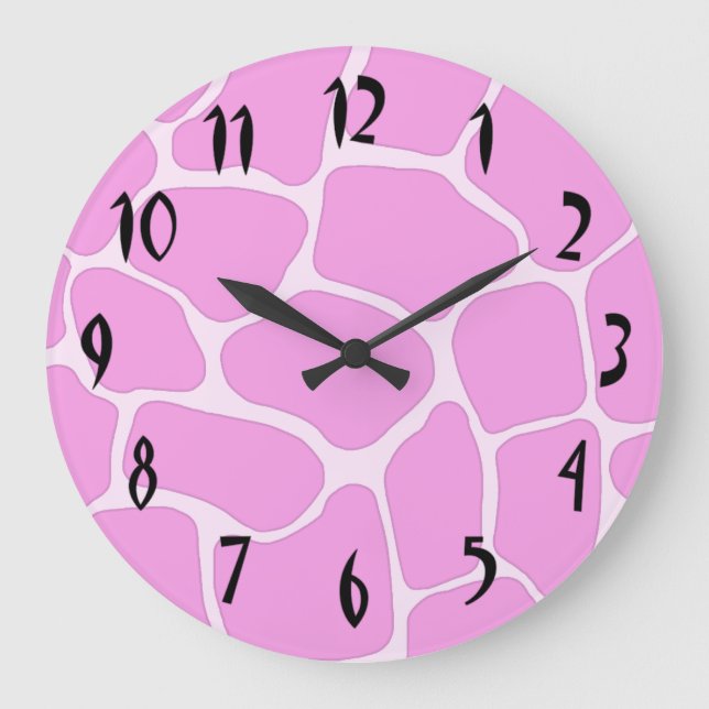 Pink Giraffe Print Wall Clock (Front)