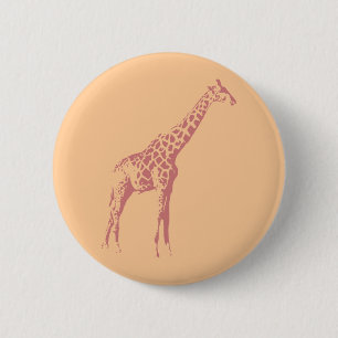 Pink Giraffe Sketch 6 Cm Round Badge