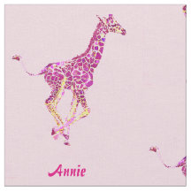 pink giraffes personalizable fabric