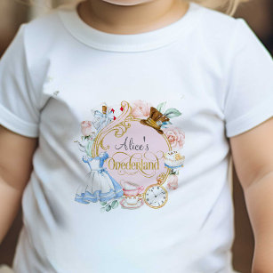 Pink, Girl 1st birthday, Alice Onederland Baby T-Shirt