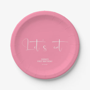  Pink Girl 1st Birthday  Paper Plate
