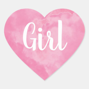 Pink Girl Baby Gender Reveal Smoke Bomb Party Heart Sticker