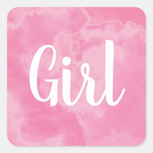 Pink Girl Baby Gender Reveal Smoke Bomb Party Square Sticker
