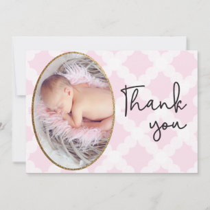 Pink Girl Baby Photo Thank You Script Birth