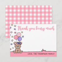 Pink Girl Baby Shower Thank You Beary Much