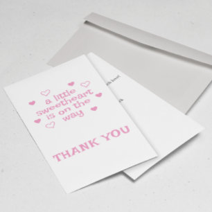  Pink Girl Baby Shower Thank You Flat Card